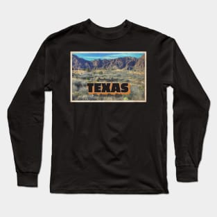 Greetings from Texas - Vintage Travel Postcard Design Long Sleeve T-Shirt